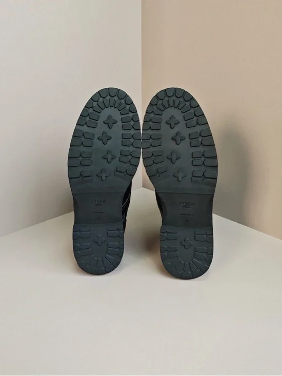 Authentic Fendi Black & Gray FF Logo Lace-Up Combat Boots - Picture 5 of 6